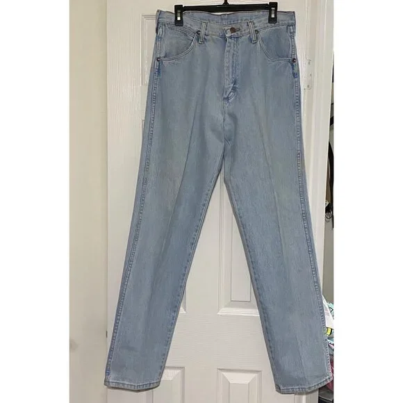 Wrangler Men’s Vintage Straight Leg Jeans 32x34 Light Blue - Picture 6 of 15